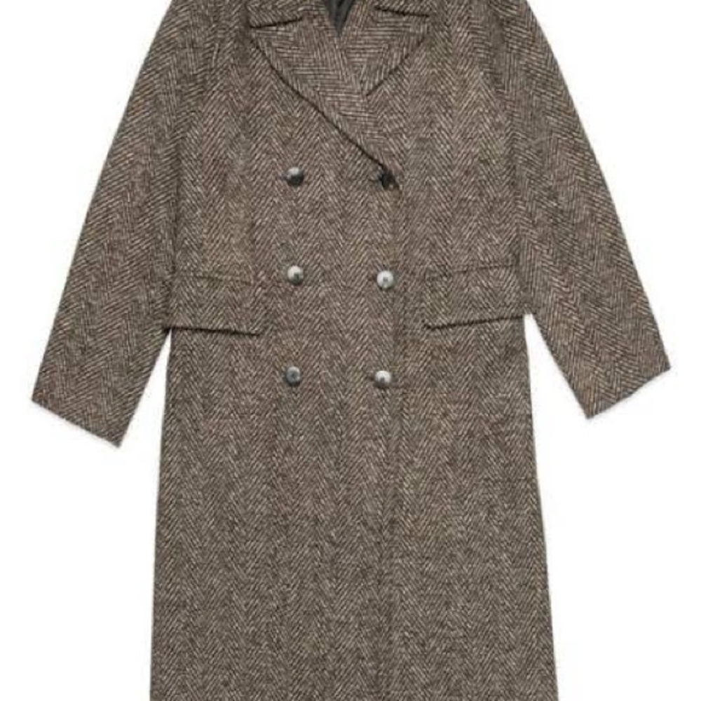 Deluc Brown Herringbone Trench Coat